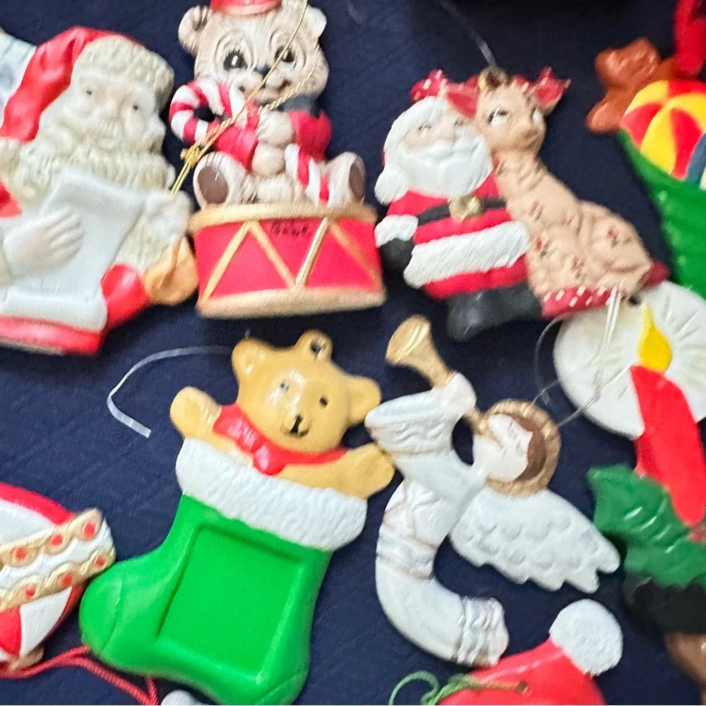 Vintage lot of 20 Handpainted ceramic Christmas ornaments